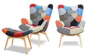 Кресло с банкеткой DС917 patchwork лоскутный микс
