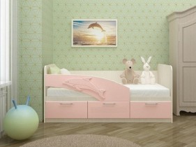 Детская кровать Дельфин (розовый)