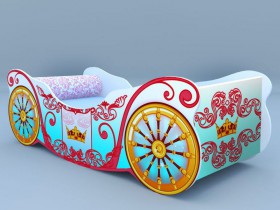 Кроватка карета "Корона" голубая