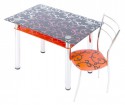 Стол обеденный Black & Red La'Fleur с полкой из стекла