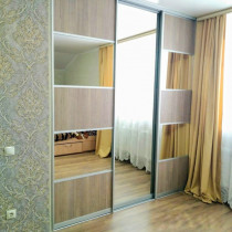 Двери купе с зеркальными вставками и ДСП № 4267